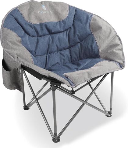 Moon Camping Chairs,Saucer Round Chair for Heavy People, Large Padded Folding Portable Chairs with Side Cup Holder Lawn Chairs Folding Supports up to 300lbs in Saudi Arabia