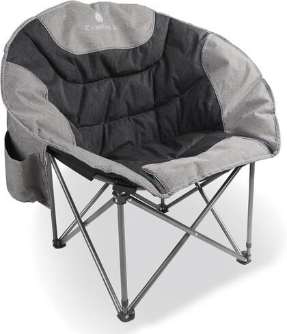 Moon Camping Chairs,Saucer Round Chair for Heavy People, Large Padded Folding Portable Chairs with Side Cup Holder Lawn Chairs Folding Supports up to 300lbs in Saudi Arabia