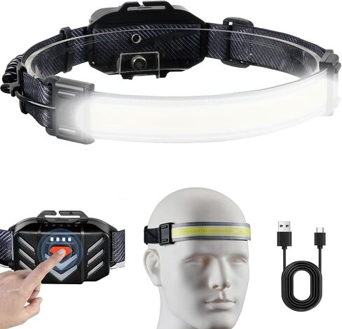 Rechargeable Headlamp with Red Light, 270° Wide Beam Head Lamp, Led Headlamps for Adults, Head Light Flashlight with Usb C, Waterproof, Tail Light, 5 Modes for Running, Camping, Repairing, Fishing in Saudi Arabia