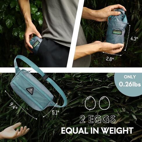 Haimont Ultralight Foldable Fanny Pack, Men Women Belt Waist Bag Crossbody Small Cordura Nylon Sling Bags for Travel, Hiking, Running, Blue in Saudi Arabia