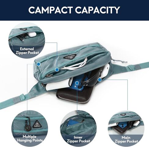 Haimont Ultralight Foldable Fanny Pack, Men Women Belt Waist Bag Crossbody Small Cordura Nylon Sling Bags for Travel, Hiking, Running, Blue in Saudi Arabia