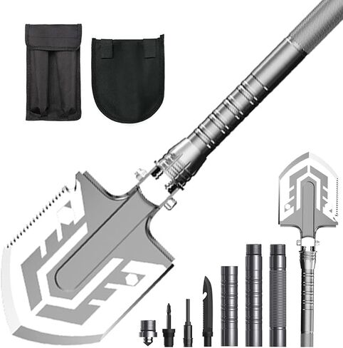 Folding Survival Shovel, 180 Degree Multi-fuctional Camping Shovels, 26.8in Length Tactical Shovel, Survival Camping Gear Survival Tools for Outdoors Hiking Gardening Car Emergency in Saudi Arabia