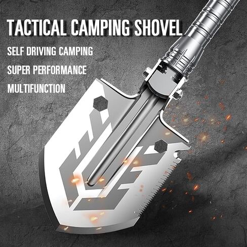 Folding Survival Shovel, 180 Degree Multi-fuctional Camping Shovels, 26.8in Length Tactical Shovel, Survival Camping Gear Survival Tools for Outdoors Hiking Gardening Car Emergency in Saudi Arabia