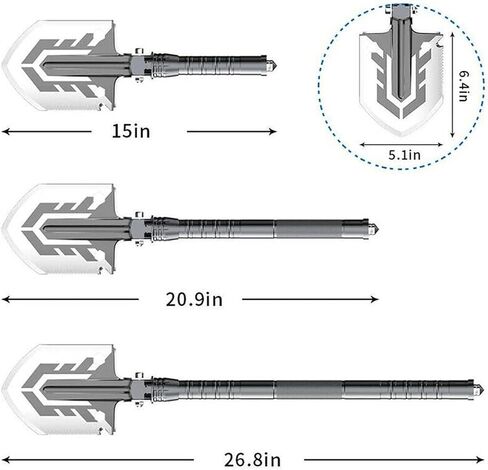 Folding Survival Shovel, 180 Degree Multi-fuctional Camping Shovels, 26.8in Length Tactical Shovel, Survival Camping Gear Survival Tools for Outdoors Hiking Gardening Car Emergency in Saudi Arabia
