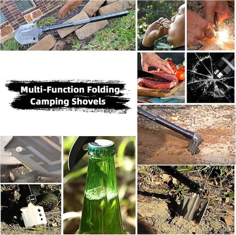 Folding Survival Shovel, 180 Degree Multi-fuctional Camping Shovels, 26.8in Length Tactical Shovel, Survival Camping Gear Survival Tools for Outdoors Hiking Gardening Car Emergency in Saudi Arabia