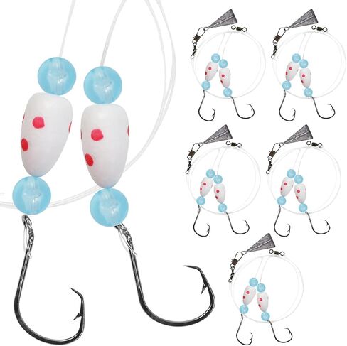 Pompano Rigs for Surf Fishing Saltwater Floats Catfishing Pompano Fishing Rigs with Double Circle Hooks and Pyramid Sinker 5pcs/8pcs in Kuwait
