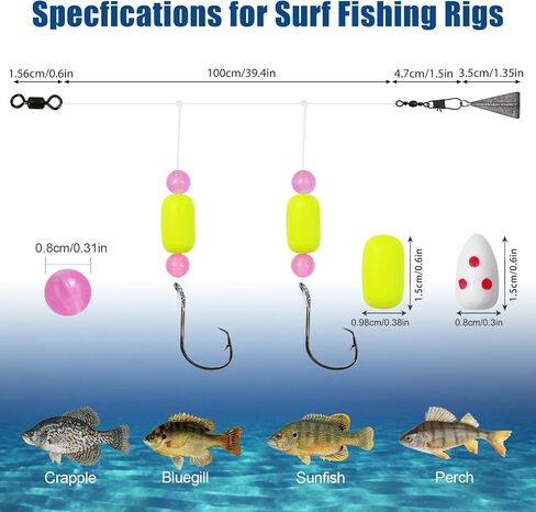 Pompano Rigs for Surf Fishing Saltwater Floats Catfishing Pompano Fishing Rigs with Double Circle Hooks and Pyramid Sinker 5pcs/8pcs in Kuwait