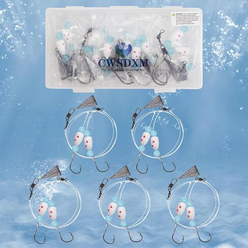 Pompano Rigs for Surf Fishing Saltwater Floats Catfishing Pompano Fishing Rigs with Double Circle Hooks and Pyramid Sinker 5pcs/8pcs in Kuwait
