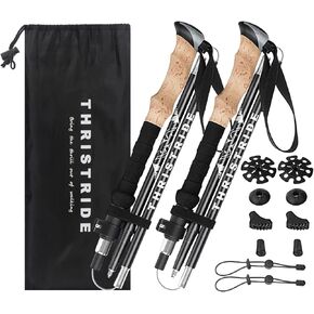 Trekking Poles-Aviation Grade Aluminum Alloy-Strong Lightweight Collapsible Walking Sticks,Foldable Hiking poles for Seniors,Men,Women Hiking,4 Season,All-Terrain,2pc Per Set