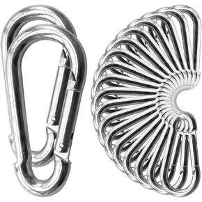 50Pack Heavy Duty Carabiners M8 5/16" Spring Snap 3Inch Zinc-Galvanized Steel Carabiner Clips Chain Quick Links Safety Connector for Hammock Swing Fitness Gym Outdoor Supplies Boating