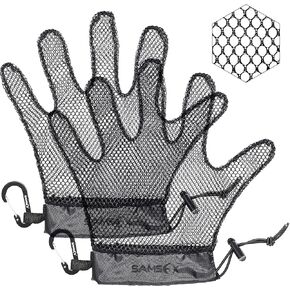 قفاز صيد السمك من SAMSFX، قفازات صيد السمك، قفازات مخرمة مضادة للانزلاق لحماية الأسماك مع مشبك حلقة تسلق in Kuwait
