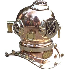 Antique Marine Mini Diving Helmet Replica Mark Us Navy Nautical Copper Finish