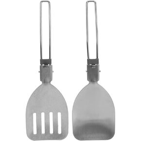 Foldable Spatula,304 Stainless Steel Turner Latch Design Folding Cooking Spatula Metal Folding Frying Pan Spatula for Outdoor Camping Picnic Equipment,2 Pack