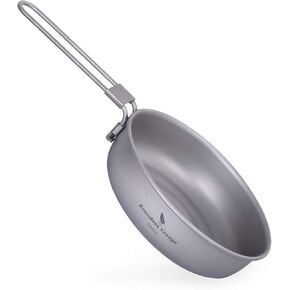 Boundless Voyage Ultra-light Titanium Frying Pan with Folding Handle Outdoor Camping Skillet Griddle Tableware Titanium Pan Ti15170B