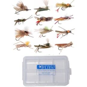 Hopper Collection Fly Fishing Flies – Fishing Kit w/12 Grasshopper Patterns + Fly Box – Realistic & Effective Fly Fishing Accessories – Flies for Fly Fishing on Strong, Sharp Hooks