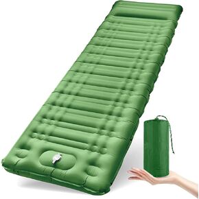 Camping Sleeping Pad with Pillow, 76''X26''X4.7'' Camping Mattress Enhanced Support, with Built-in Foot Pump, Ultra light sleeping mats for camping, backpacking, hiking and tent