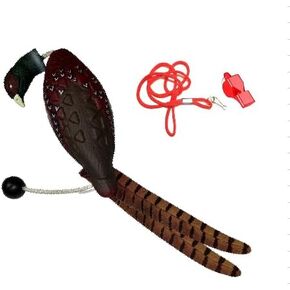 Ringneck Pheasant Dummy Rooster and Whstle Hunting Dog Training Bundle - Orange - Bumper Dummy Pheasant Hunting Package for all Upland Sporting Dog Breeds