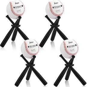 Honoson Baseball Stand Baseball Holders for Balls Display Baseball Bat Wooden Display Stand Holder Display Baseball Centerpieces for Tables for Kids and Sports Lover (4 Packs)