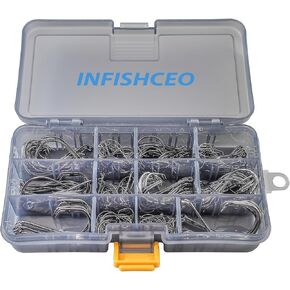 Fishing Hooks Set Circle Hooks High Carbon Steel Catfish Bulk Strong Fishing Hooks Mixed Size for Saltwater Freshwater 161PCS