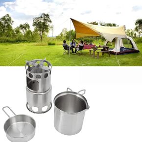 Outdoor Camping Cookware Set, Stainless Steel Portable Lightweight, Backpacking Cookware Set,Backpacking 2.5 Qt Stainless Steel Pot with Lid,Camping Pot Cook Kit for Outdoor Hiking Picnic