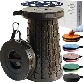ALEVMOOM 2024 Upgraded XXL 50 Portable Collapsible Stool with Cushion,Telescoping Folding Stool for Adults,Yet More Sturdy Camping Stool with Load Capacity 1000lbs,for Outdoor Garden Hiking BBQ
