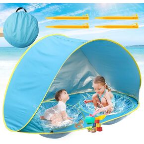 Baby Beach Tent-2 Pools Baby Pop Up Tent,UPF 50+ Sunshade Toddler Tent with Carry Bag, Portable Baby Travel Tent for Beach,Camping,Indoor