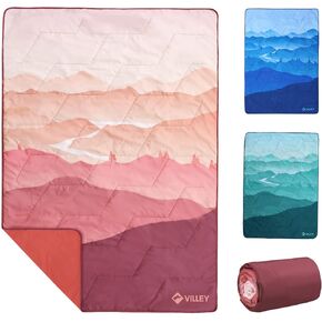 VILLEY Picnic Blanket, 3-Layer Camping Blanket 52"x75", Machine Washable, Water Repellent and Sandproof, Packable and Portable for Camping,Travel, Park, Beach and Indoor Use