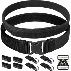 Duty Belt with Hook Lining, 2" Nylon Police Duty Belts Law Enforcement Officer Outer/Inner Belt with 4 Belt Keepers/ 4 Key Holders/ 1 Metal Buckle