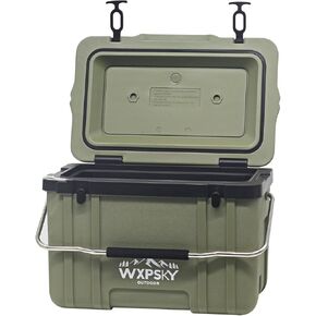 Rotomolded Cooler, 27Qt Hard Cooler with Heavy Duty Handles, Drain Outlet, Ice Retention to 3-5 Days, Insulated Ice Chest for Camping/Beach/Tailgating Boat Fishing & More