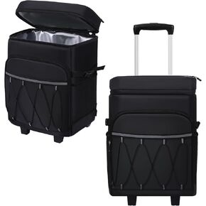 Rolling Cooler 65 Cans double deck Leakproof Insulated Soft Cooler Bag with Wheels Collapsible for Beach Camping Patio Travel Outdoor