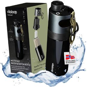 Water Bottle with Filter | Portable Water Filtration System for Precision Filtered Water | Water Filter Bottle for Travel Camping Backpacking Home | NEXT-GEN Filtration Safety