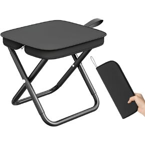 Folding Chair,Collapsible Stool,Weight 1.36lbs,Load 264lbs,Portable Stool for Camping,Fishing,Hiking,BBQ,Gift for Fisherman-Black