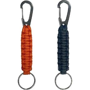 Paracord Keychain with Carabiner, Key Fob Braided Lanyard Keychain with Utility Ring & Enlarged Mouth Clip