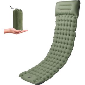 وسادة نوم للتخييم، مرتبة هوائية قابلة للنفخ مقاس 4 بوصات للتخييم مع حقيبة حمل وسادة، طقم إصلاح، بساط نوم مدمج بمضخة قدم وسادة نوم مقاومة للماء للمشي لمسافات طويلة والتخييم (أخضر) in Kuwait