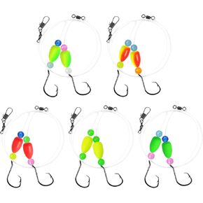Pompano Rigs for Surf Fishing Saltwater Pre-Rigged Fishing Rigs with Floats Beads Double Circle Hook Surf Fishing Tackle 12/15PCS