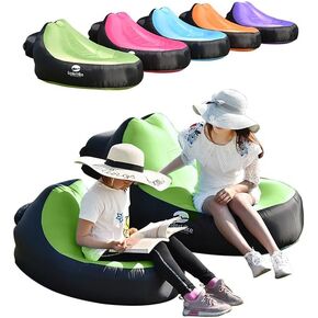LUTEM DB012-S Inflatable Cool Inflatable Chair.Camping Accessories. Size 89(L)*63(H)*48(W) cm Easy Setup is Perfect for Hiking Gear, Beach Chair/Sleeping Bag/Camping (Green)