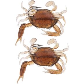Life Bait 2 Piece Soft Silicone Crab Fishing Bait, Realistic Artificial Fish Bait with Hook