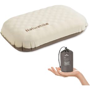 Naturehike 5.7oz Ultralight Inflatable Foam Bed Pillow, Adjustable Firmness Ergonomic Easy-clean Camping Pillows for Travel, Hiking, Backpacking, Home
