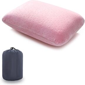 Travel Pillow Small Camping Pillow Memory Foam Bed Neck Soft Pillow Lightweight Easy to Carry Portable Home Pillow Removable Pillow Cover with Travel Storage Bag (Gray)