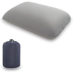 Travel Pillow Small Camping Pillow Memory Foam Bed Neck Soft Pillow Lightweight Easy to Carry Portable Cooling Home Pillow Removable Pillow Cover with Travel Storage Bag (Gray)