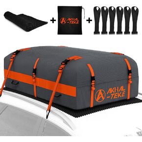 Rooftop Cargo Carrier, 21 Cubic Feet 600D Ultra Anti-Tear Fabric Waterproof Roof Bag, Car Roof Cargo Carrier with Storage Bag, Anti-Slip Mat and 6 Door Hooks Fits Car with/without Racks