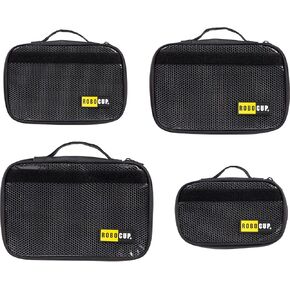 Organization Storage Pouch Set of 4 with Waterproof Zippers, Grab Handle, Heavy Duty Materials, Reinforced Stitching, Hook&Loop Patch Areas. Perfect for Work, Home and Travel