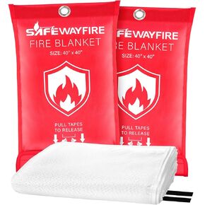 Safewayfire Emergency Fire Blanket - 2 Pack, 47'' x 71'' Fire Suppression Blanket for Kitchen, Fireproof Fiberglass Blanket for Home Safety, Swift Safe Fiberglass Fire Blankets