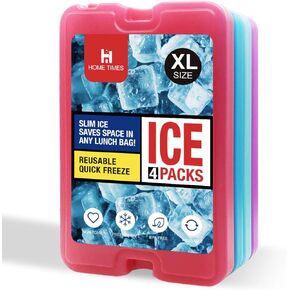 Home Times Ice PacksXL Slim Ice Packs (4 Pack/Set),Ice Packs for Lunch Boxes, Quick Freeze Space Saving Reusable Ice Packs for Lunch Boxes or Coolers(Empty Box Without Water)