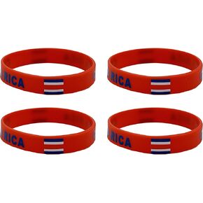 4 Pcs Costa Rica Costa Ricans Country Flag Rubber Bracelets, National Flag Silicone Bracelet, Rubber Wristbands Patriotic Decorations Gift
