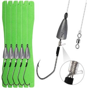 Dovesun 5PCS Texas Rigs for Bass Fishing Ready Tied Fishing Rigs Texas Rig Hooks Kit with Bass Hooks 2/0 3/0 Swivel Fluorocarbon Fishing Line Fishing Weights 1/4OZ 3/8OZ 1/2OZ 3/4OZ