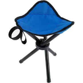 Folding Tripod Stool Collapsible Camping Stool Small Tripod Hunting Chair Portable Seat Lightweight Fishing Stool Chair for Outdoor Camping Walking Hunting Hiking Fishing Travel (Blue)