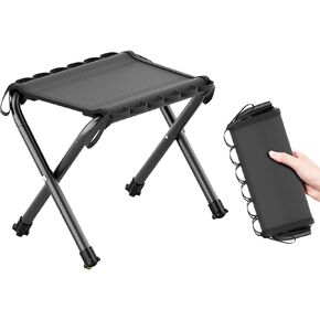 12inch Mini Portable Folding Stool, Camping Fishing Stool Suitable for Adult Fishing, Outdoor Hiking, Garden and Beach, Hold Up to 286 LBS with Carry Bag,(Black)