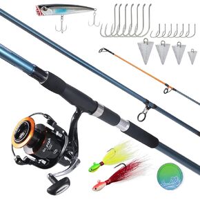 Dr.Fish Surf Fishing Rod and Reel Combo, Saltwater Fishing Combo, 12ft Surf Rod 8000/9000 Spinning Reel 9+1 BB, Offshore Sea Fishing Gear Kit Fishing Pole Equipment Set