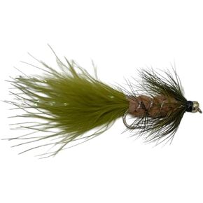 Bead Head Woolly Bugger 12pc Fly Fishing Flies | Trout Flies | Bass Flies | Streamer Flies | Flies for Fly Fishing (12, Olive/Brown)